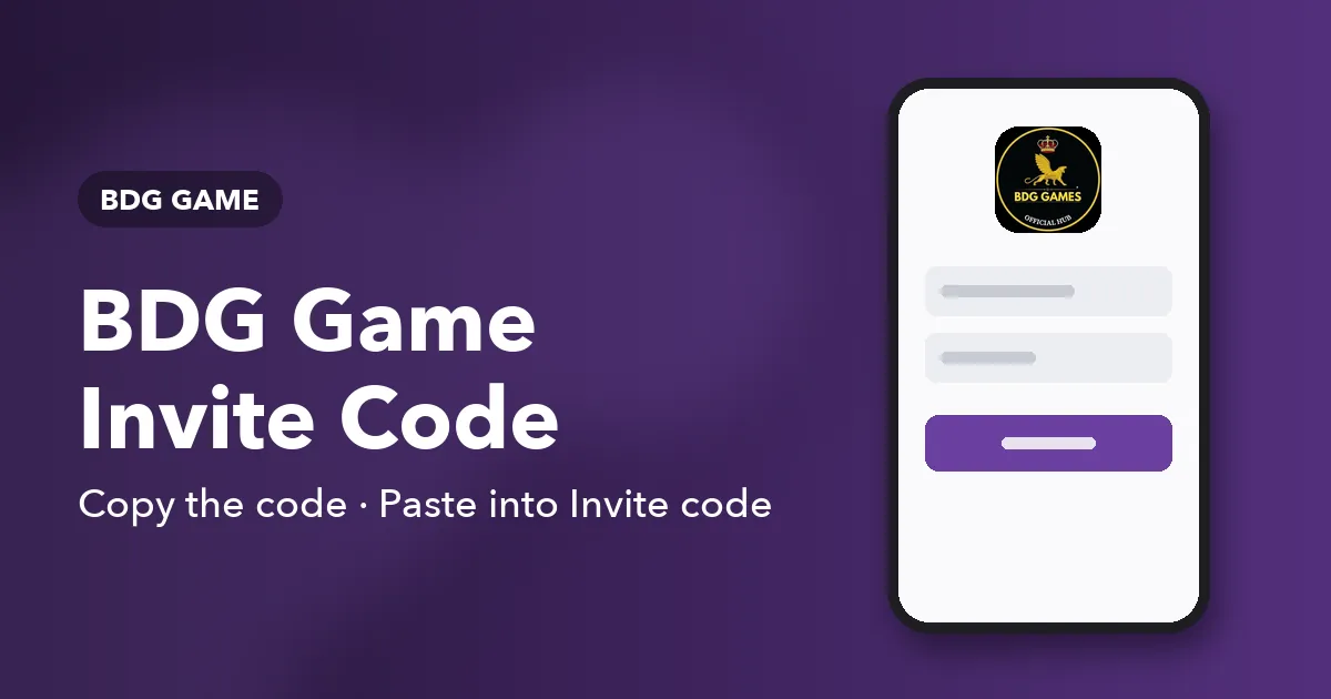 Banner for the BDG Game invitation code page showing the Invite code box on a phone